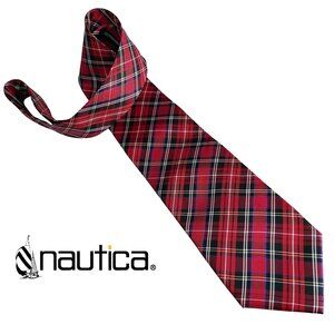 NAUTICA ~ Red Tartan Plaid Tie ~ Excellent Like New Condition
